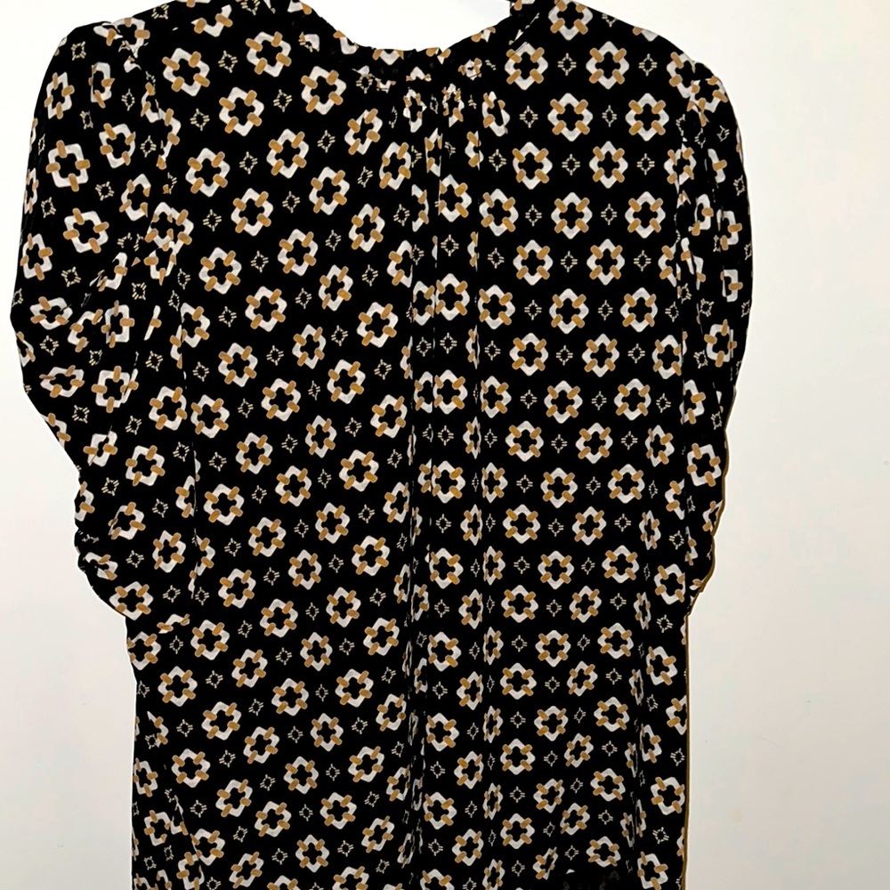 LOFT Black and Cream Floral Blouse